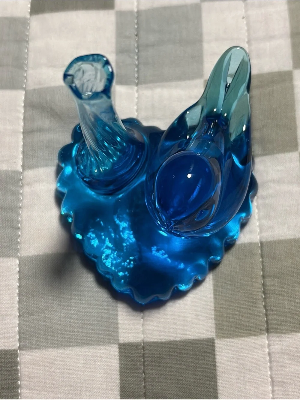 Blue Bird of Happiness Leo Ward Glass Bud Vase